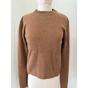 Enza Costa Cashmere Knit Sweater Women's Small Crewneck Jumper Brown